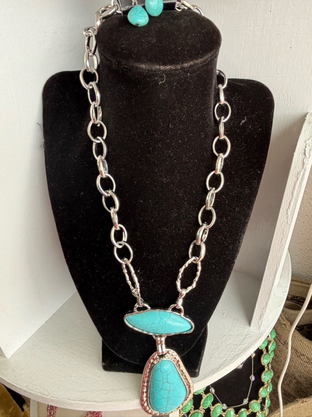 Turquoise Stone Pendant Necklace - Women Jewelry